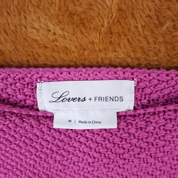 LOVERS + FRIENDS Sweater Womens Medium Pink Pullover Off the Shoulder Boxy KAIT - Picture 3 of 8